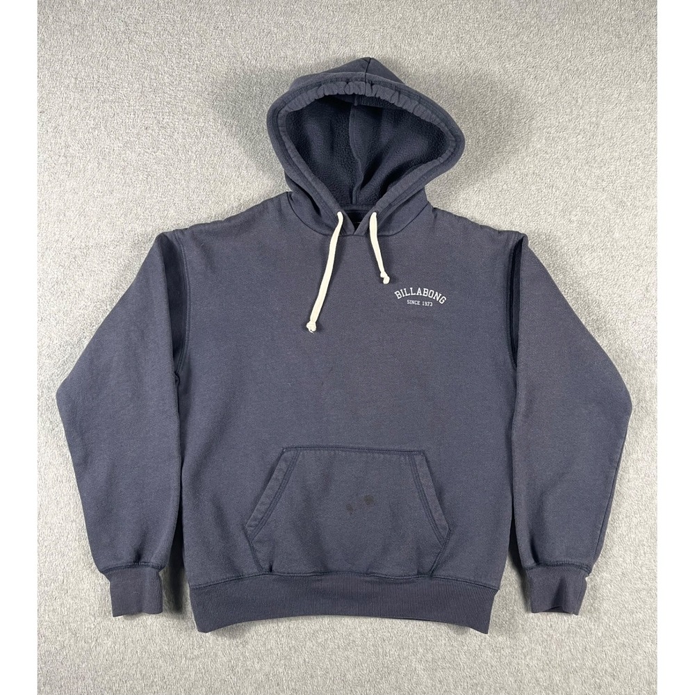 Billabong Hoodie Womens XS Blue Washed Fleece Pullover Sweatshirt Since 1973